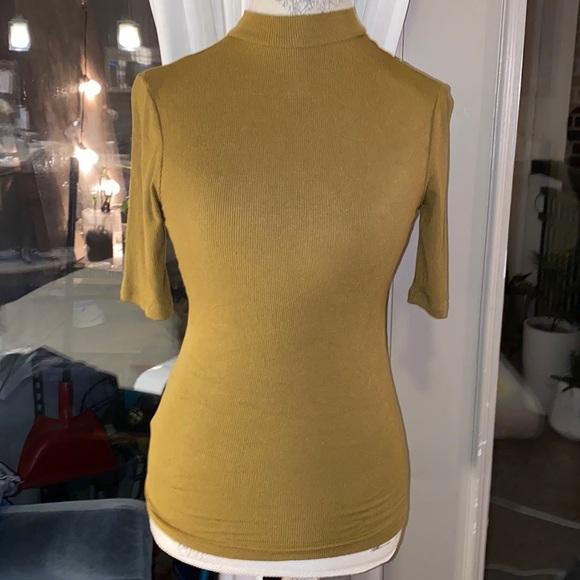 A New Day olive army green shortsleeve ribbed mock turtleneck business casual XS - Picture 5 of 8